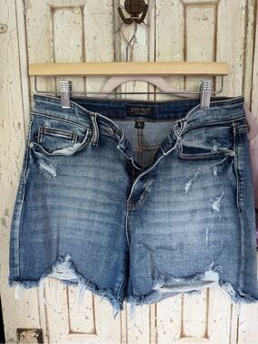 Judy Blue Distressed Denim Shorts - Blue large
